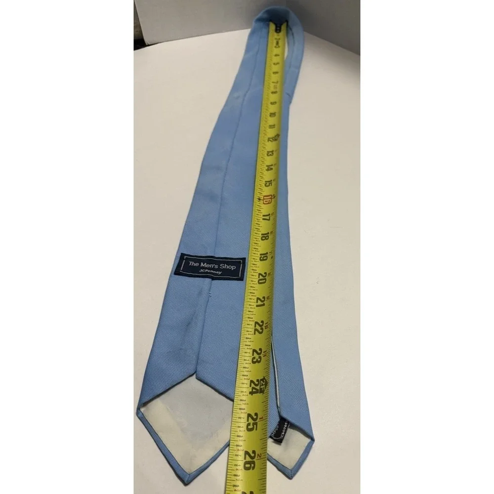The Men's Shop JCPenney Light Blue Ribbed Polyester Necktie RN 20521